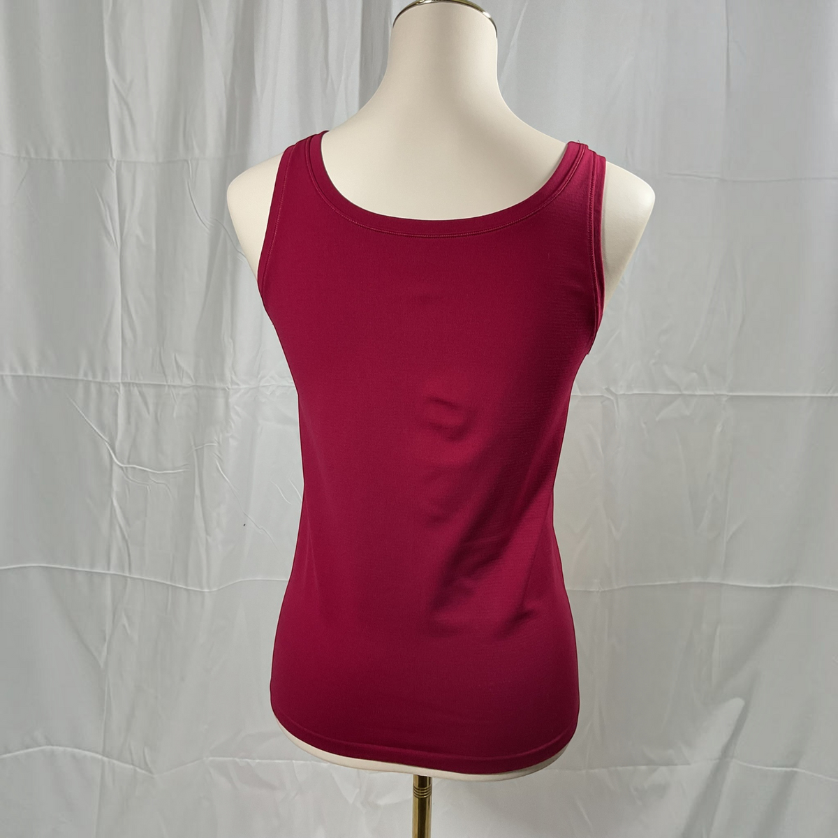 The Solid Scoop Neck Wide Strap Fitted Tank Top in Deep Raspberry by White House Black Market