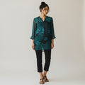 The Tonal Floral Chiffon Tunic in Deep Teal
