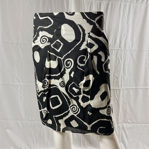 A black and white skirt on a light gray background