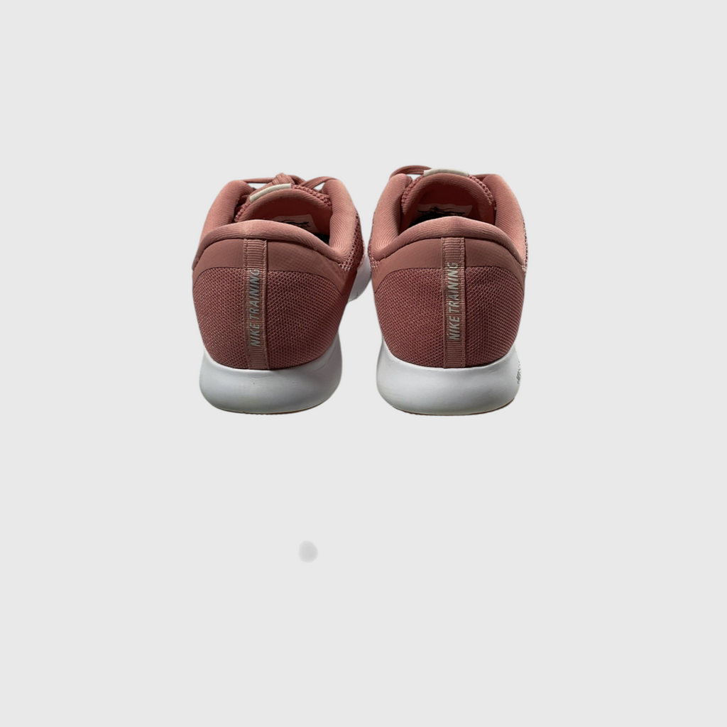 A pair of Nike Air Max 2013 sneakers shown from the back, featuring a dusty rose mesh upper and a white midsole, set against a light gray background.